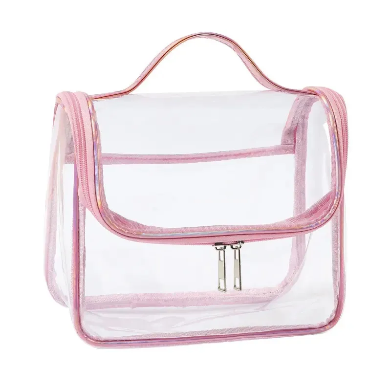 Clear PVC TPU Customizable Large Capacity Makeup Bag - Front View