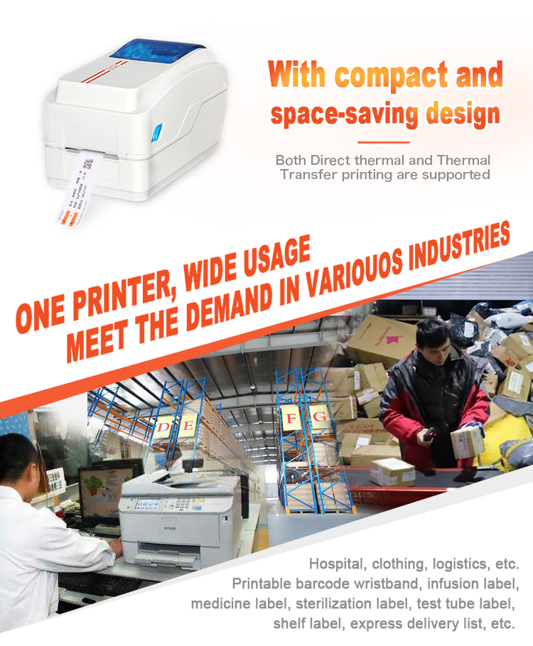 High Speed Portable Desktop Satin Paper Digital Care Barcode Thermal Roll to Roll Label Printer