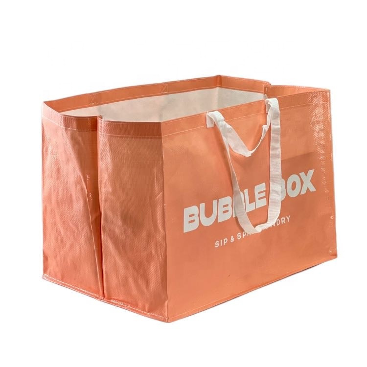 Large Capacity PP Woven Tote Bag Round Corner Promotional Shopping Bag