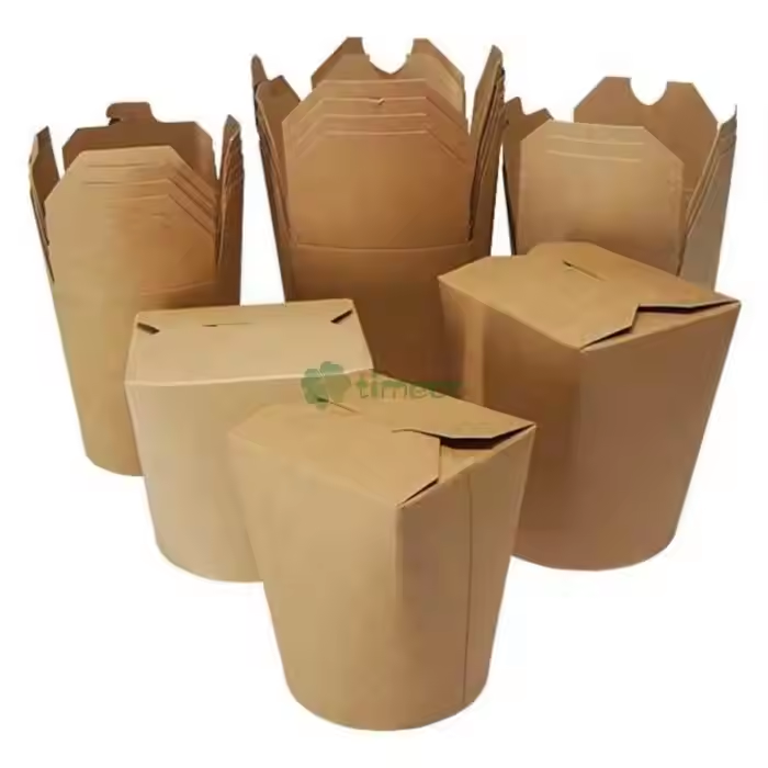 Eco-Friendly Custom Disposable Kraft Paper Noodle Pasta Packaging Boxes Wholesale Cheap Takeaway Food Packaging Solution