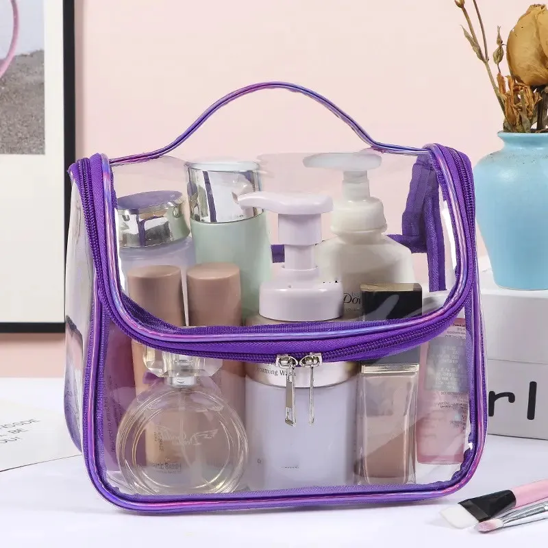 Clear PVC TPU Customizable Large Capacity Makeup Bag - Folded Status