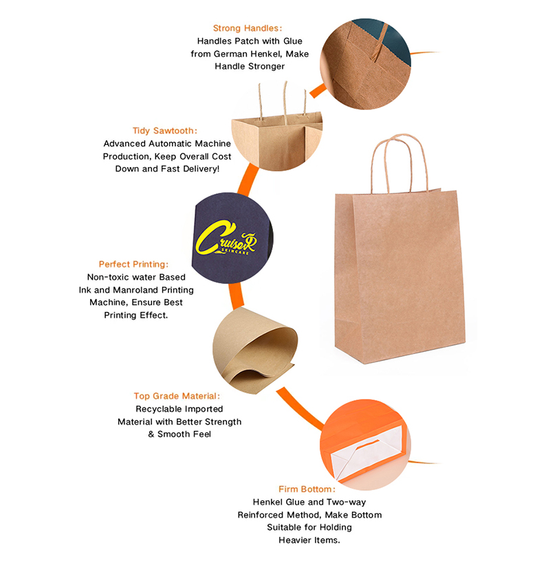 Custom Printed Your Own Logo Reusable Cheap Price Shopping Gift Kraft Paper Bags With Handles