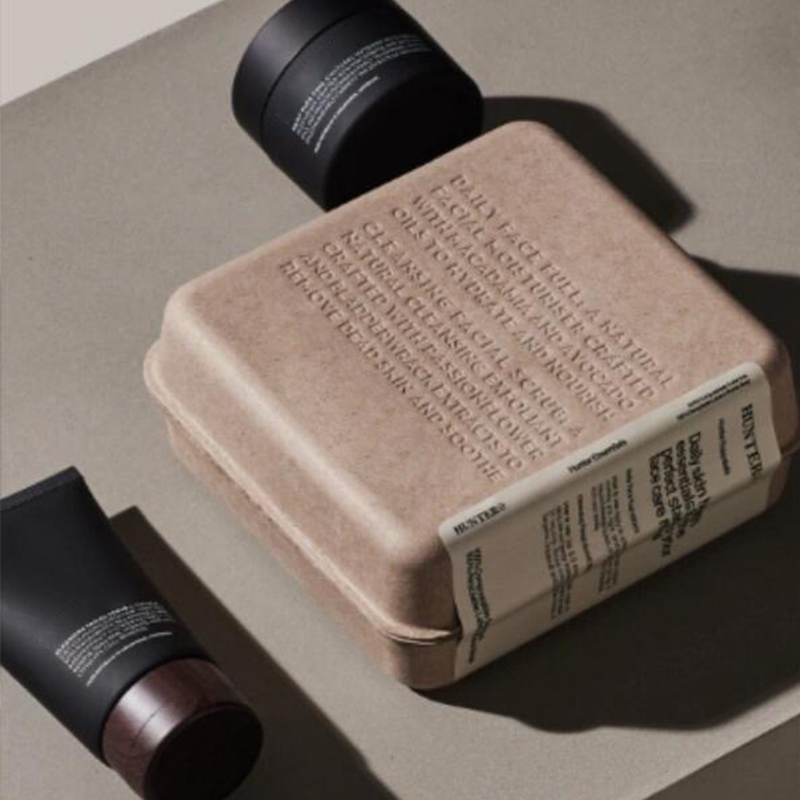 Fashion Attractive Design Recycled Paper Pulp Molded Natural Cosmetic Paper Box Packaging For Cosmetic