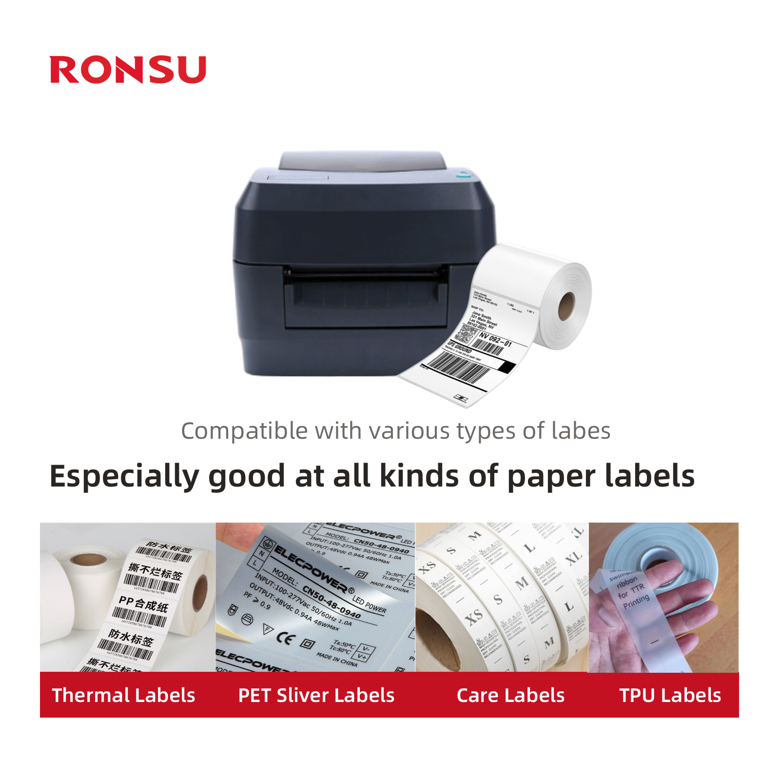 Desktop Thermal Transfer Ribbon Label Printer, Stable and Durable, Suitable for Logistics and Supermarkets