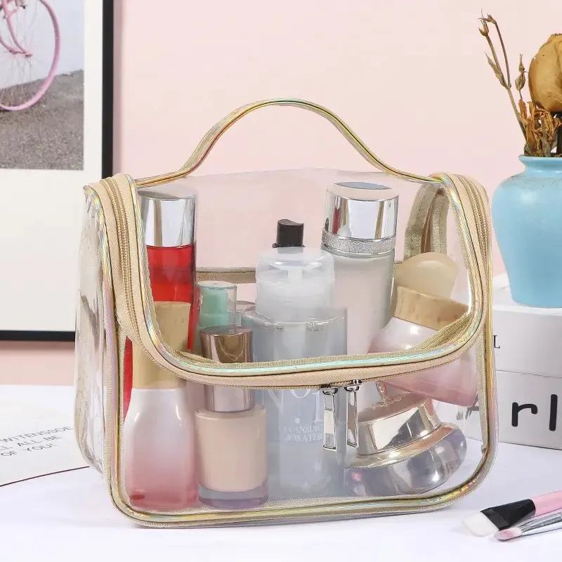 Clear PVC TPU Customizable Large Capacity Makeup Bag - High Quality Materials