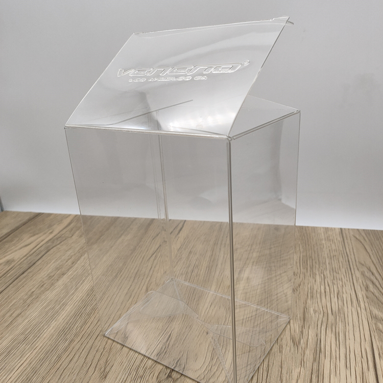 Clear Plastic Packaging Box for Toy Retail Display with Auto Lock Bottom, Snap Top and Embossed Logo, Custom OEM