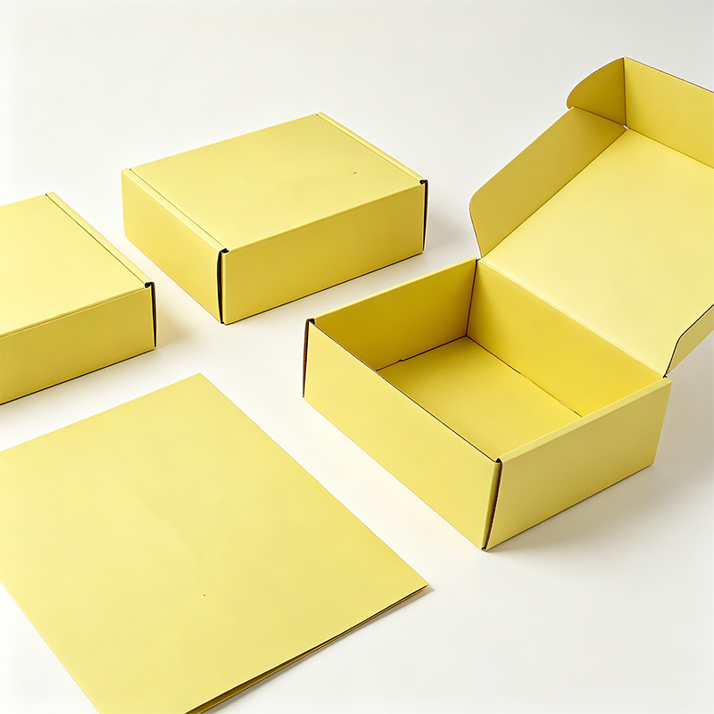 Custom Logo Printed Mailer Box Yellow Corrugated Cardboard Shipping Boxes Eco Friendly Paper Packaging for Small Business Gift