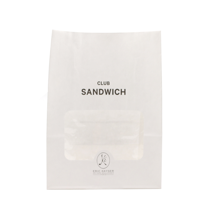 Printed Grease Proof Food Wrapping Paper Bag with Window Custom Printed Sandwich Food Packaging Paper Customized Food Grade