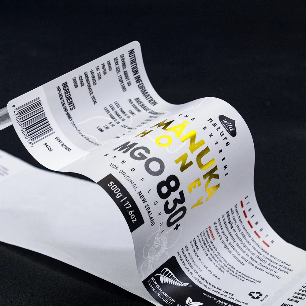 Premium Custom Label Printing PVC Pet Art Paper Printing Sticker Gold &amp; Silver Stamping Sticker for Perfume Cosmetics Candle