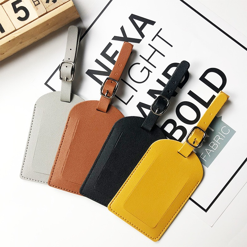 Wholesale Custom PU Leather Travel Luggage Tag Cheap Multi-Color Tags Holder for Suitcase Backpacks Promotional Travel