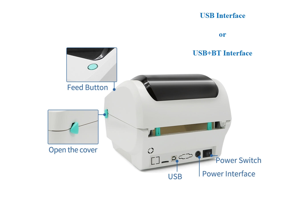 4 Inch Direct Thermal Label Printer Airway Bill Shipping Label for Carton Box and Warehouse Logistics in Stock USB