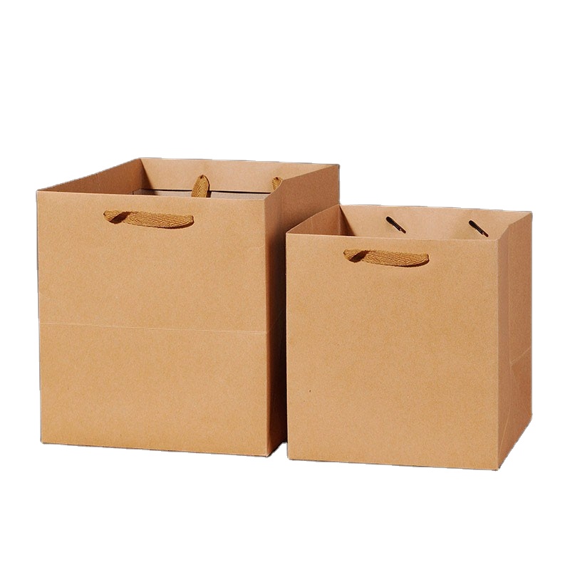 Custom Printed Luxury Clothing Packaging Eco-Friendly Kraft and Black Paper Gift Carrier Bag for Shopping