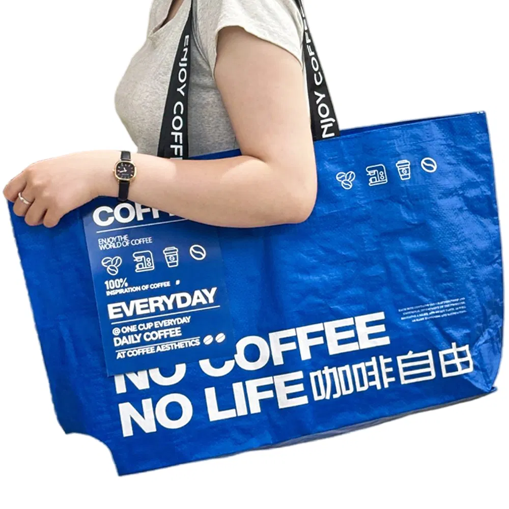 Promotional Recyclable Customized BOPP Laminated PP Woven Shopping Bags Beach Oversize PP Woven Tote Shopping Bag