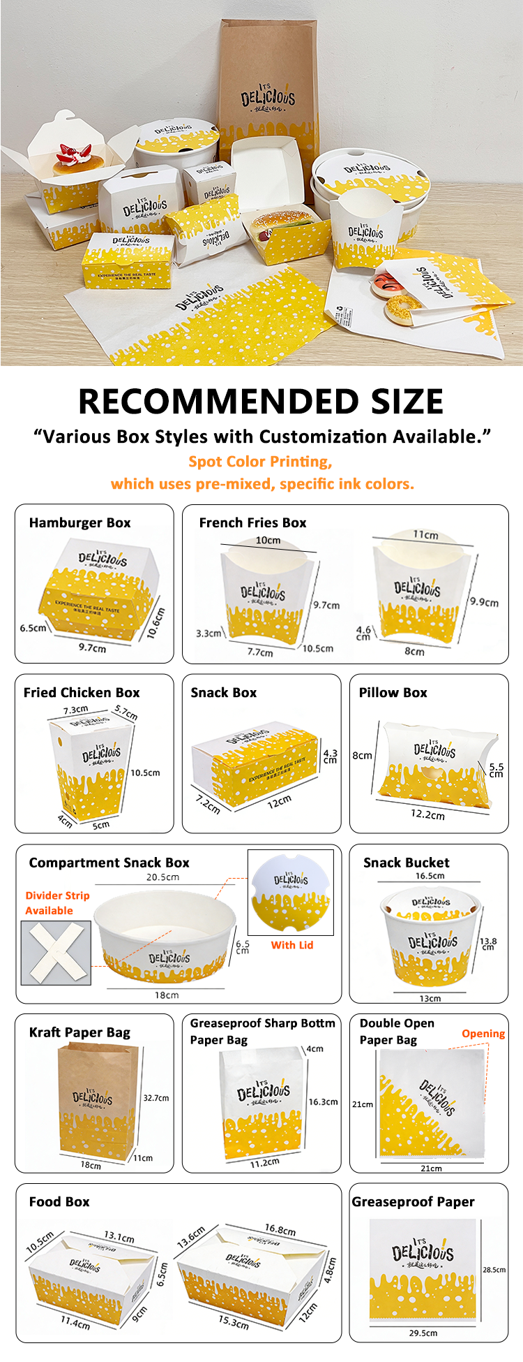 Disposable Takeaway French Fries Paper Box Food Packaging Custom Chicken Wing Burger Boxes Take Out Fast Food Box Container