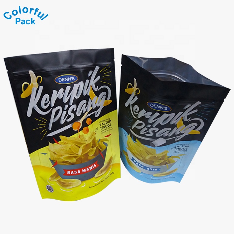 Custom Printed 50g 100g 250g 500g Plastic Stand up Pouch Moisture Proof Snack Food Plantain Cookie Candy Chips Packaging Bags