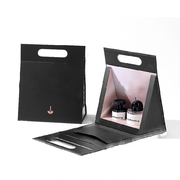 Triangle Luxury Cosmetics Latest Design with Custom Printed Logo Surface Hot Stamping Treatment Portable Cardboard Packaging Box