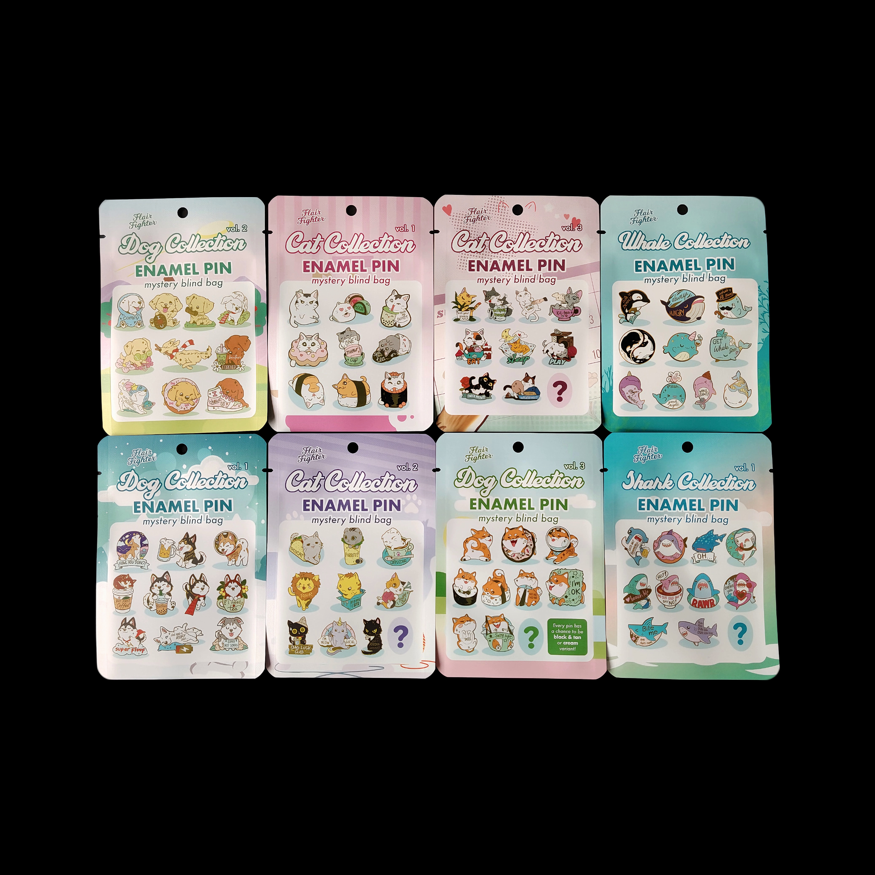Custom Digital Printing Small Mylar Flat Sachet 3 Side Seal Plastic Foil Heat Seal Bags for Blind Box Packaging