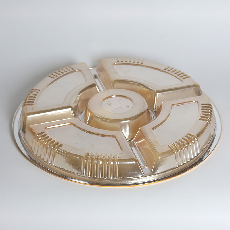 Personalised 5 Holes Golden Transparent Round Recycled Materials PET Plastic Packaging Boxes for and Cakes
