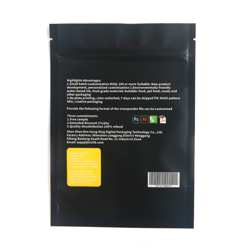 Digital Printing Custom LOGO Kraft Paper Bag Plastic Food Packaging Zipper Bag Kraft Paper Doypack