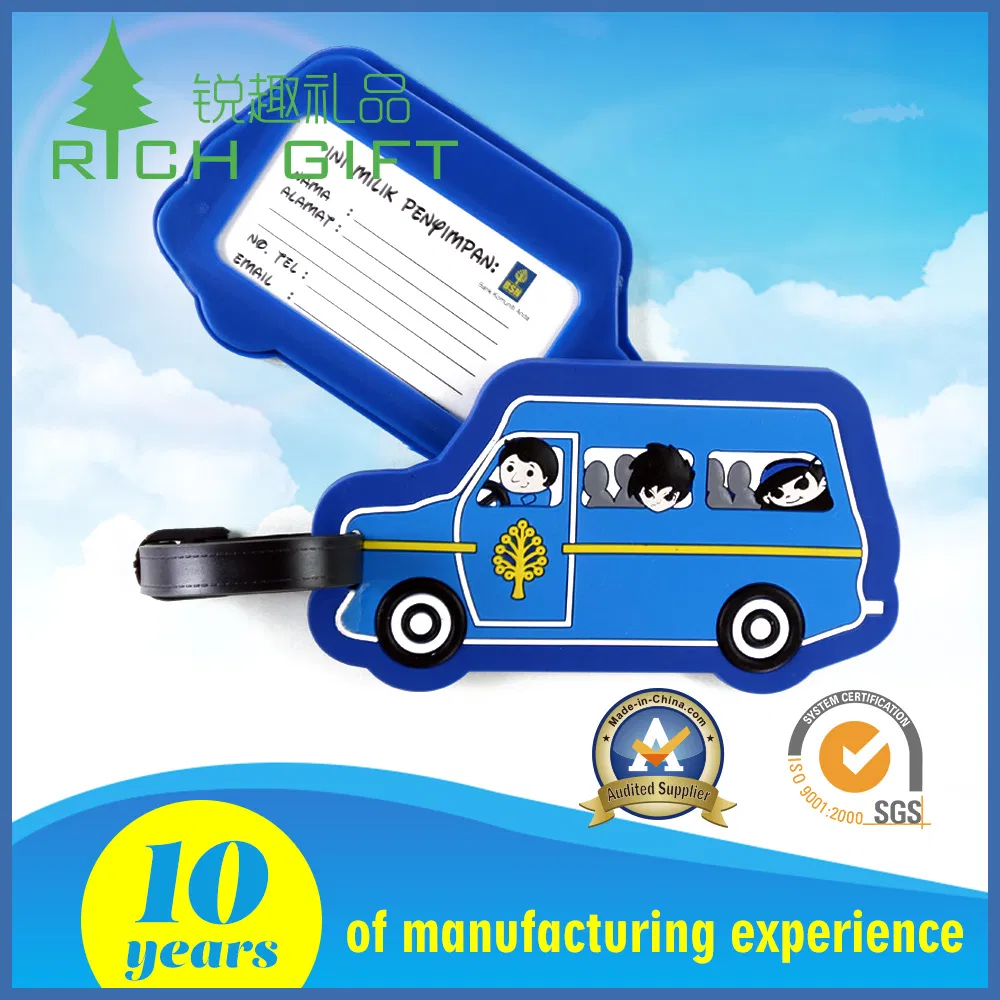 Factory Wholesale Custom Made 3D Rubber Promotional Gifts Manufacturer Customized Plastic Cartoon Cute Logo Soft Rubber PVC Silicone Luggage Tags for Kids