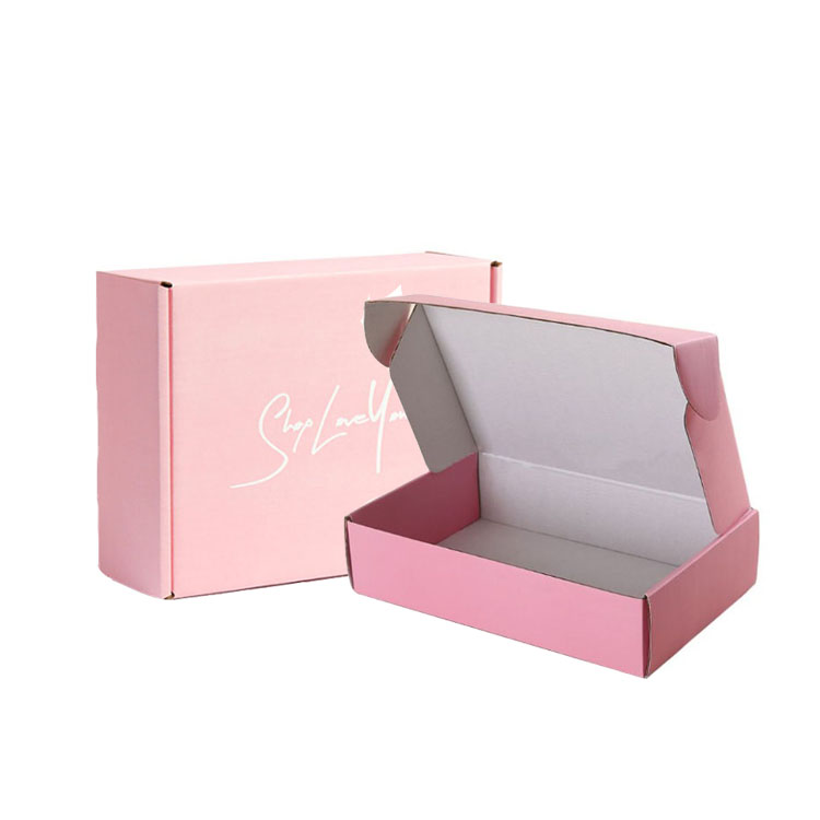Custom Colored Recycled Materials Corrugated Cardboard Carton Pink Paper Logo Custom Printed for Clothing Hat Socks Boxes Box