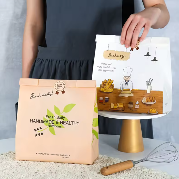Custom Printed Kraft Paper Plastic Packaging Bags Transparent window Food Grade Heat-Sealable Oil-Proof Standing Pouches