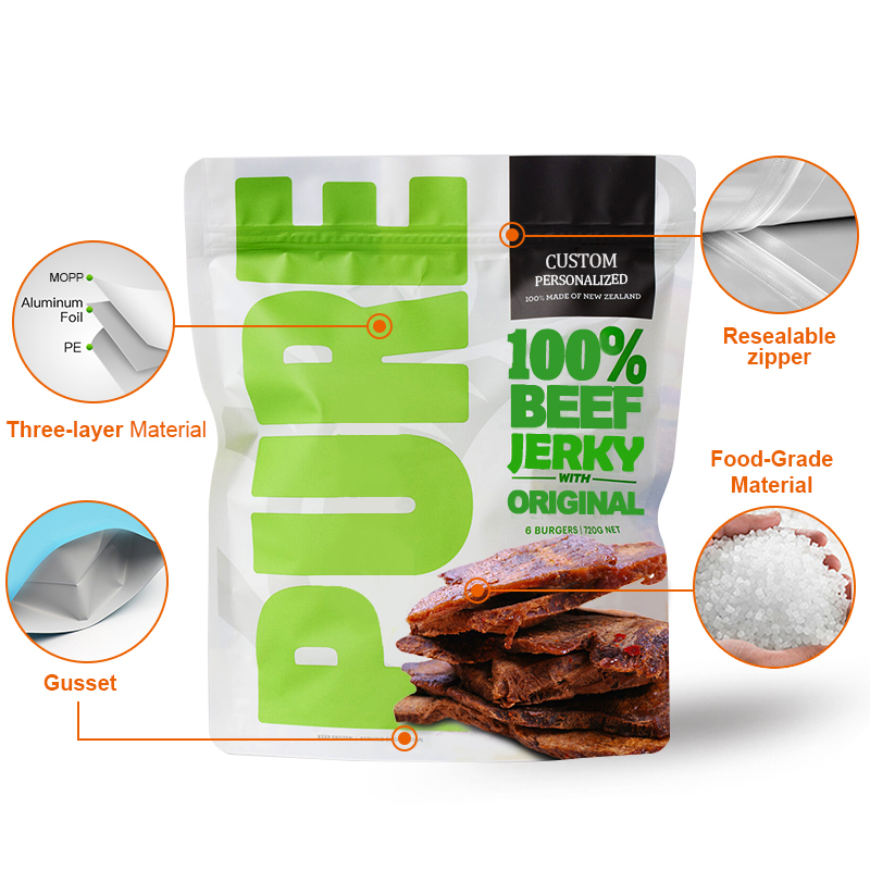 Custom Printed Design Resealable Plastic Bags Food Packaging Doypack Stand Up Pouch Zip Lock Mylar Bag With Logo