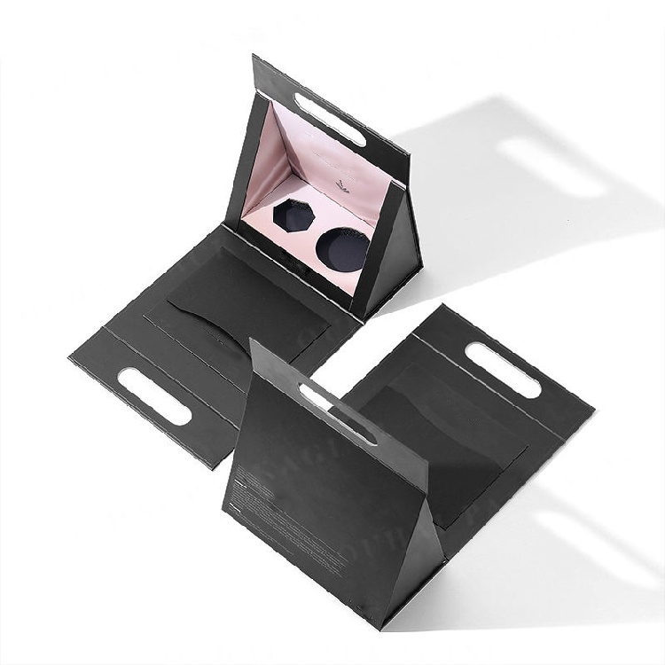Triangle Luxury Cosmetics Latest Design with Custom Printed Logo Surface Hot Stamping Treatment Portable Cardboard Packaging Box