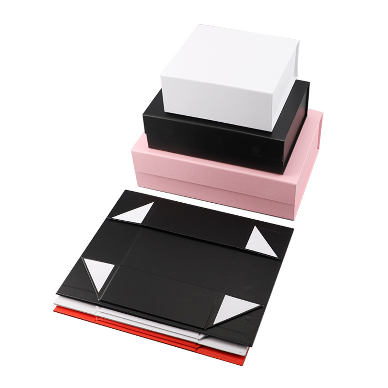 Custom Large Logo Luxury Black Magnetic Folding Gift Box Rigid Cardboard with New Design Matt Lamination Printing Paper Boxes
