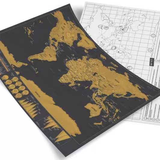 Custom Printed Scratch off World Map Printing for Travel Enthusiasts Personalized Travel Exploration Art Wall Decor