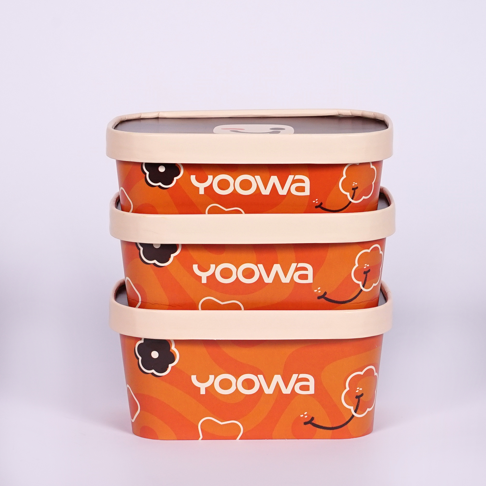 Eco-friendly Food Packaging Disposable Rectangular Paper Bowl Custom Food Containers with Tableware Set for Takeaway