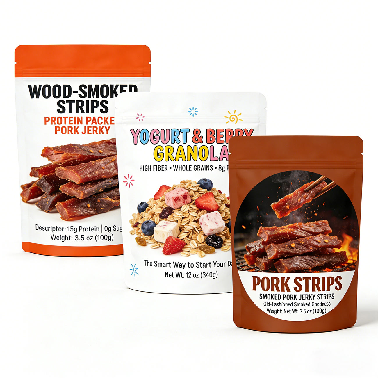 Stand up Pouches Food Packaging Printed Zipper Packaging Bags Sweets Snacks Candy Ziplock Bags Top Brand PT