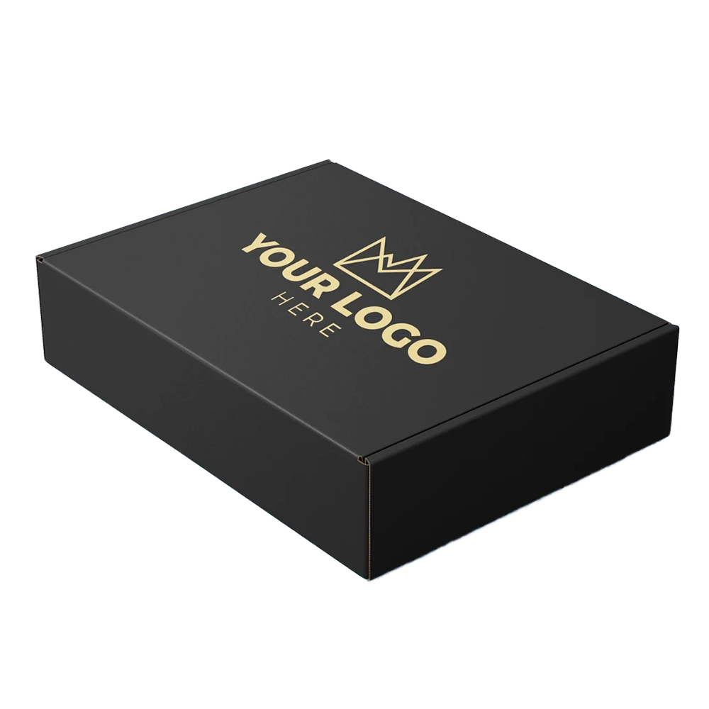 High Quality Black Corrugated Shipping Box Customised Foldable for E-commerce UV Coating Recycled Materials for Socks Fur Gifts