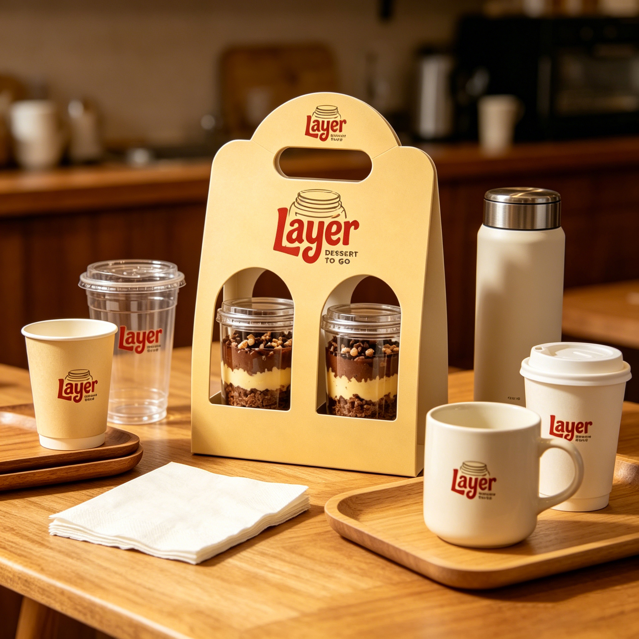 AT PACK Custom Kraft Paper Beverage Flower Packaging Boxes &amp; Cup Holders For Takeaway Coffee/Milk Tea Custom Logo Printing