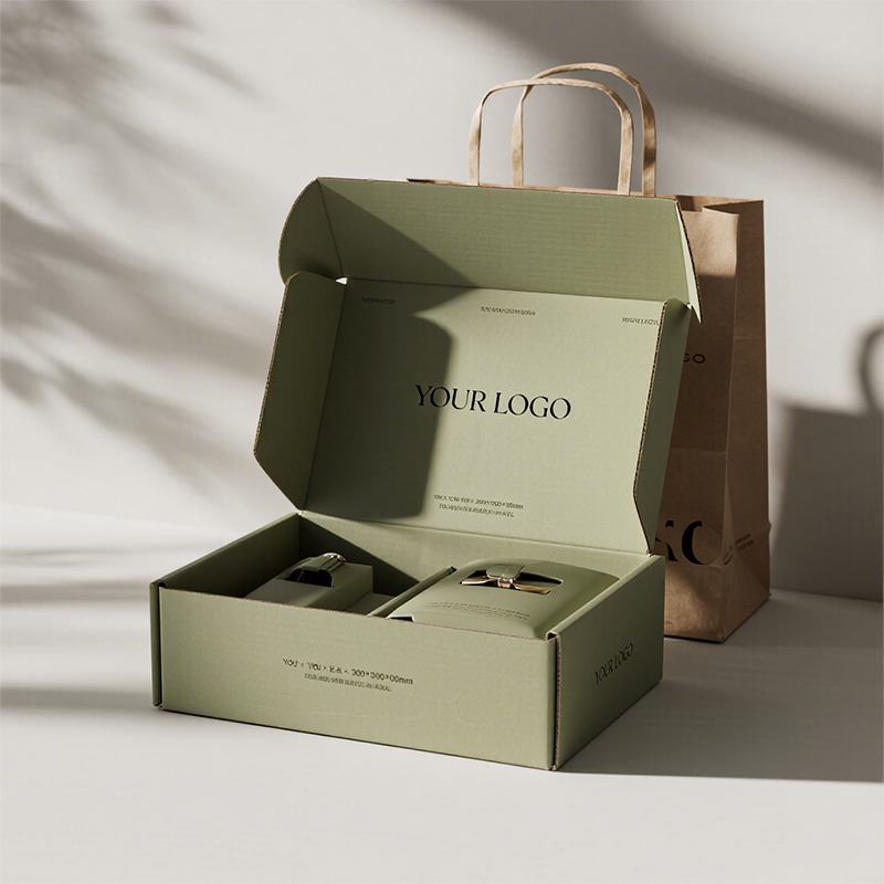 Nova Factory Customized Size Logo Wholesale Printed Green Small Mailing Shipping Paper Cardboard Corrugated Packaging Boxes