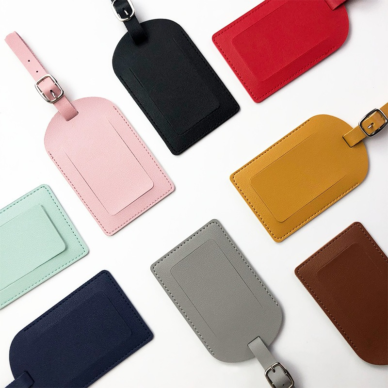 Wholesale Custom PU Leather Travel Luggage Tag Cheap Multi-Color Tags Holder for Suitcase Backpacks Promotional Travel