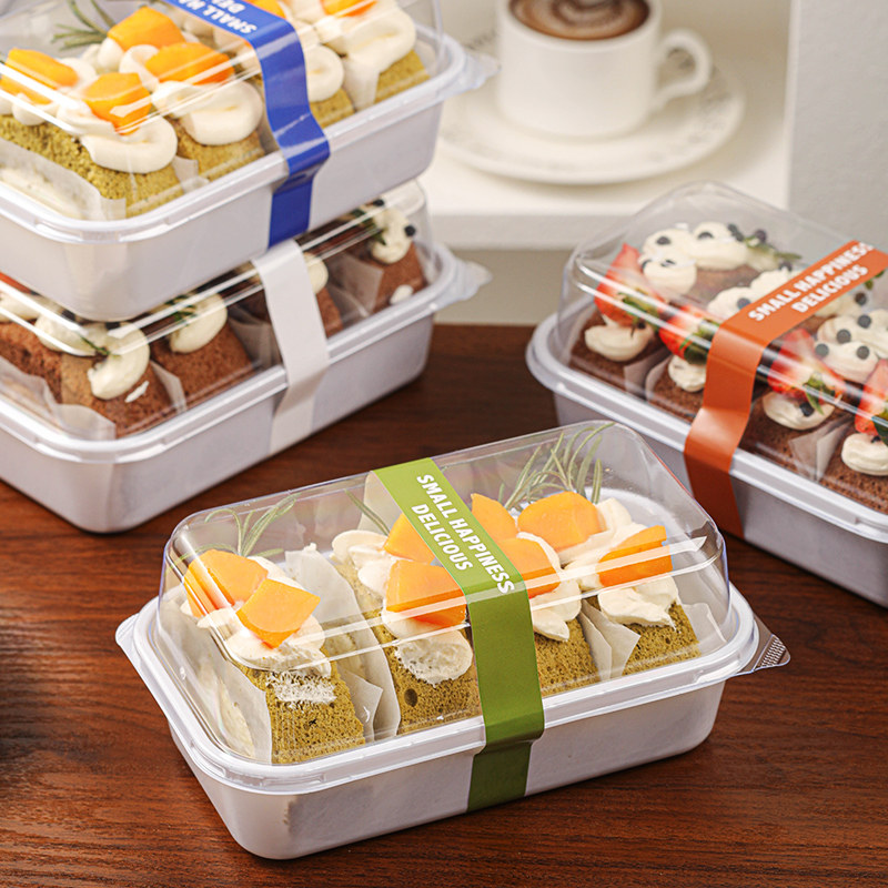 Cake Roll Rectangular Packaging Box, Swiss Roll, Towel Roll Dessert Baking Pastry Transparent Plastic Packaging Box