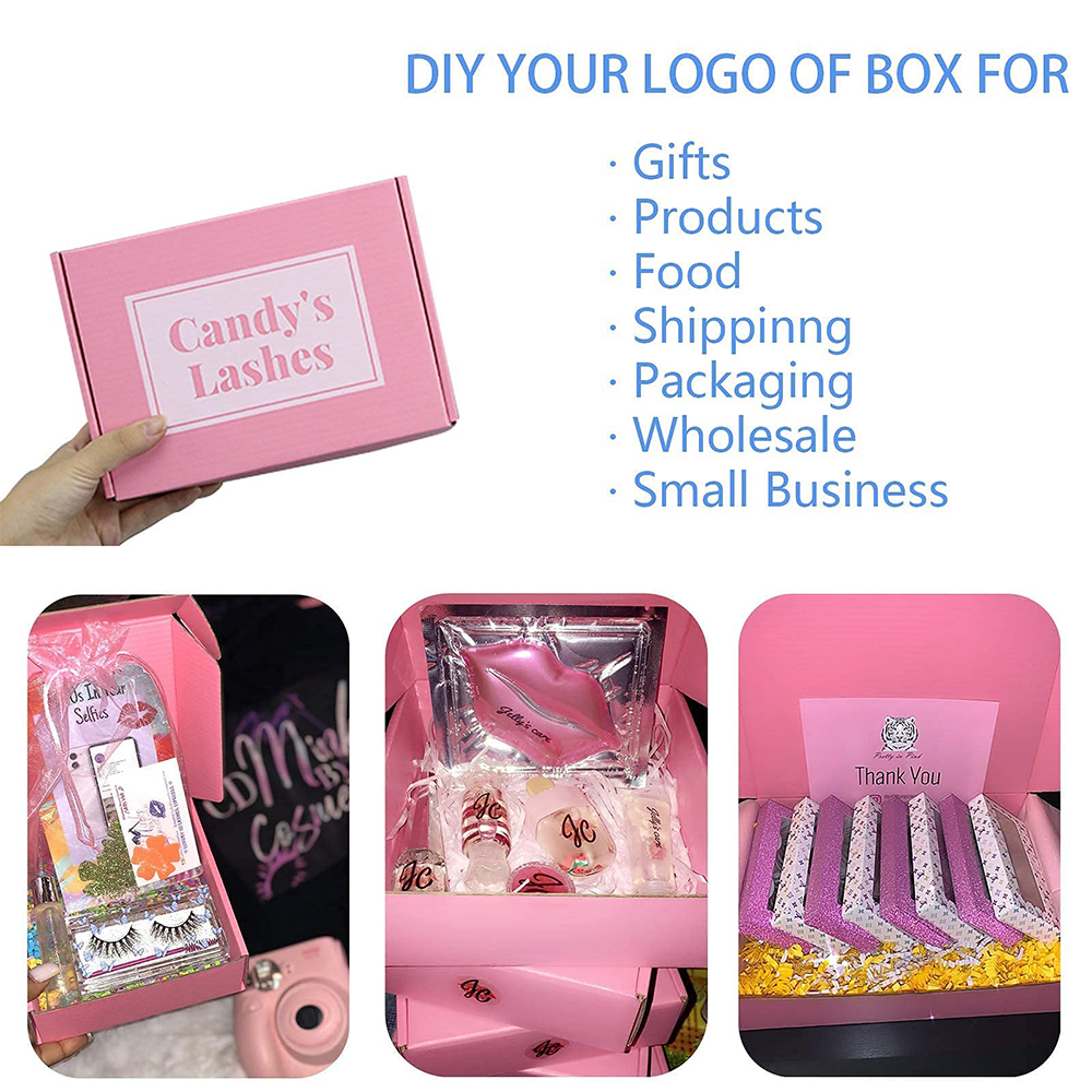 Wholesale Mailer Box Pink Custom Packaging Logo Eco-friendly Cardboard Corrugated Box Foldable Gift Paper Shipping Boxes