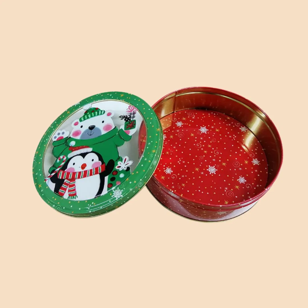 Promotional Metal Box with Window Cookie Tin Set Metal Tin Christmas Gift Box Packaging