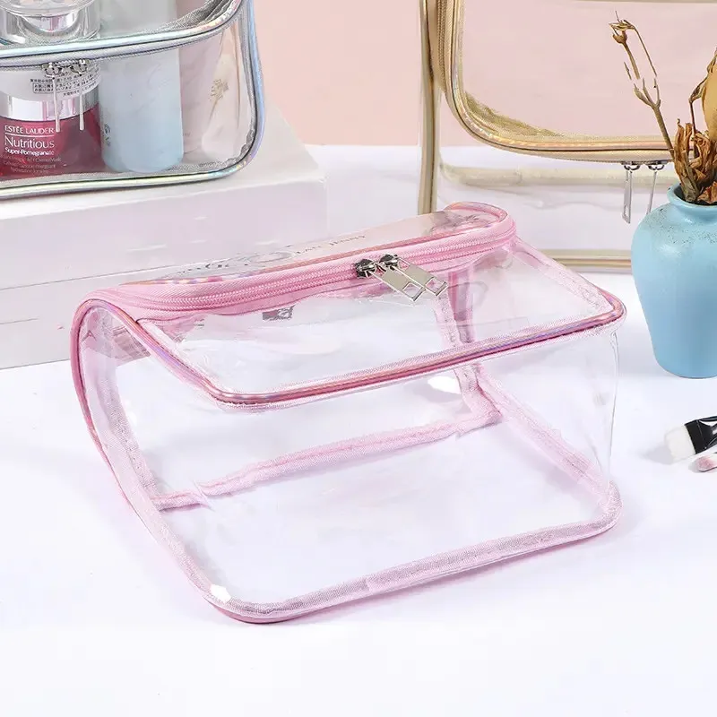 Clear PVC TPU Customizable Large Capacity Makeup Bag - Handle Details