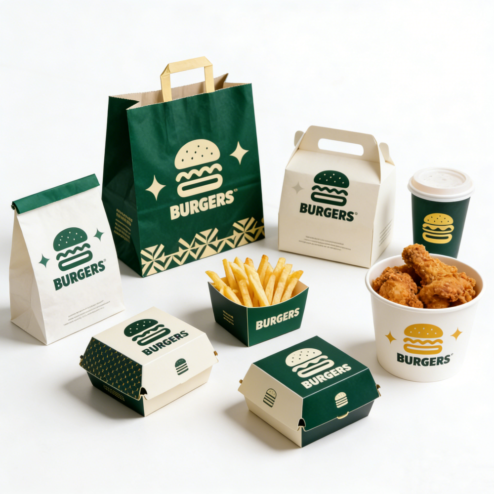 Disposable Takeaway French Fries Paper Box Food Packaging Custom Chicken Wing Burger Boxes Take Out Fast Food Box Container