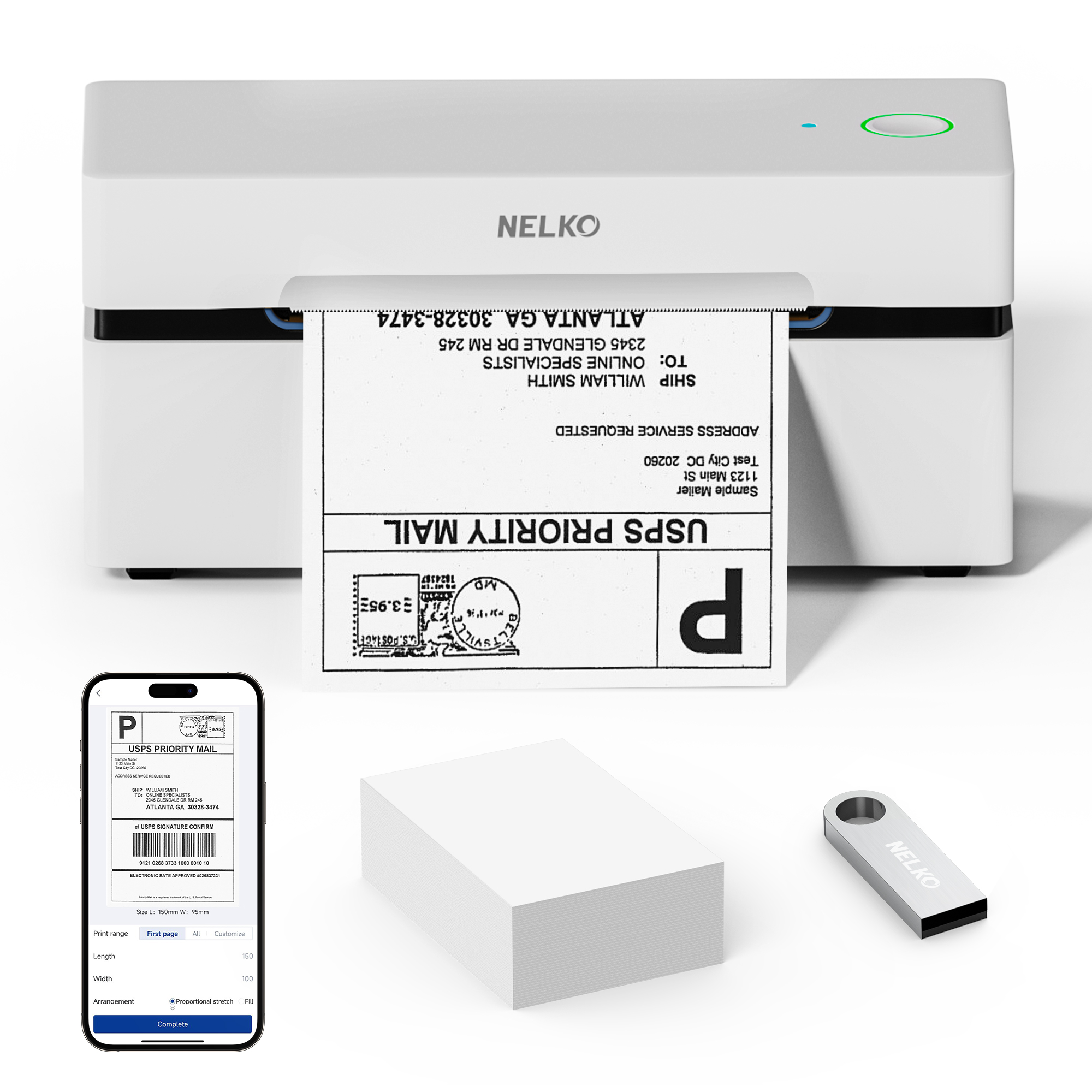 Nelko Thermal 4x6 Shipping Label Printer Supports Android/iPhone/Windows for 203dpi in Stock