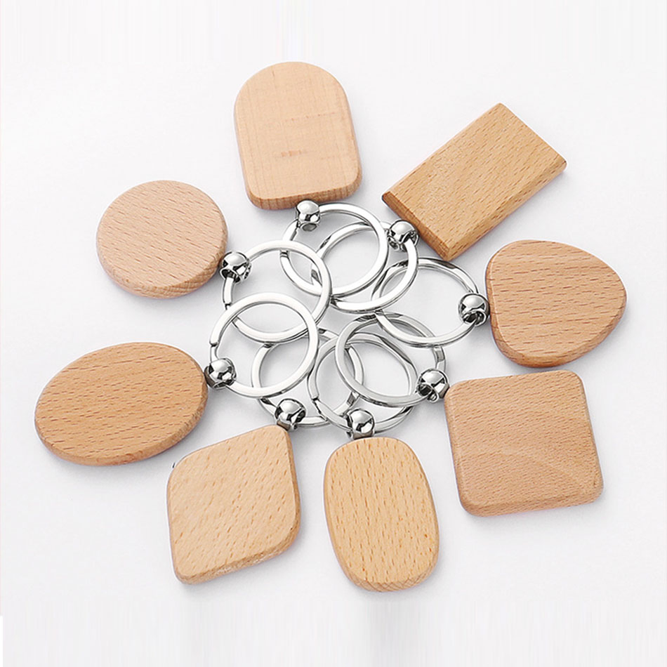 Customizsed Wooden Key Chain Logoed Key Ring Promotional Key Tags Personalized EDC