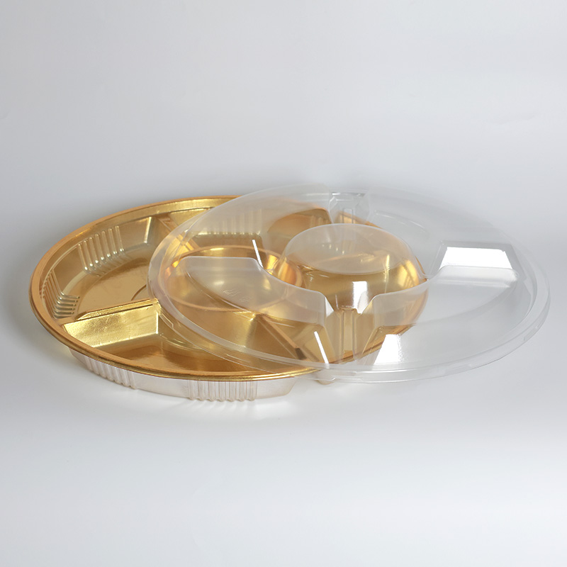 Personalised 5 Holes Golden Transparent Round Recycled Materials PET Plastic Packaging Boxes for and Cakes