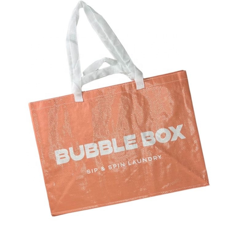 Large Capacity PP Woven Tote Bag Round Corner Promotional Shopping Bag