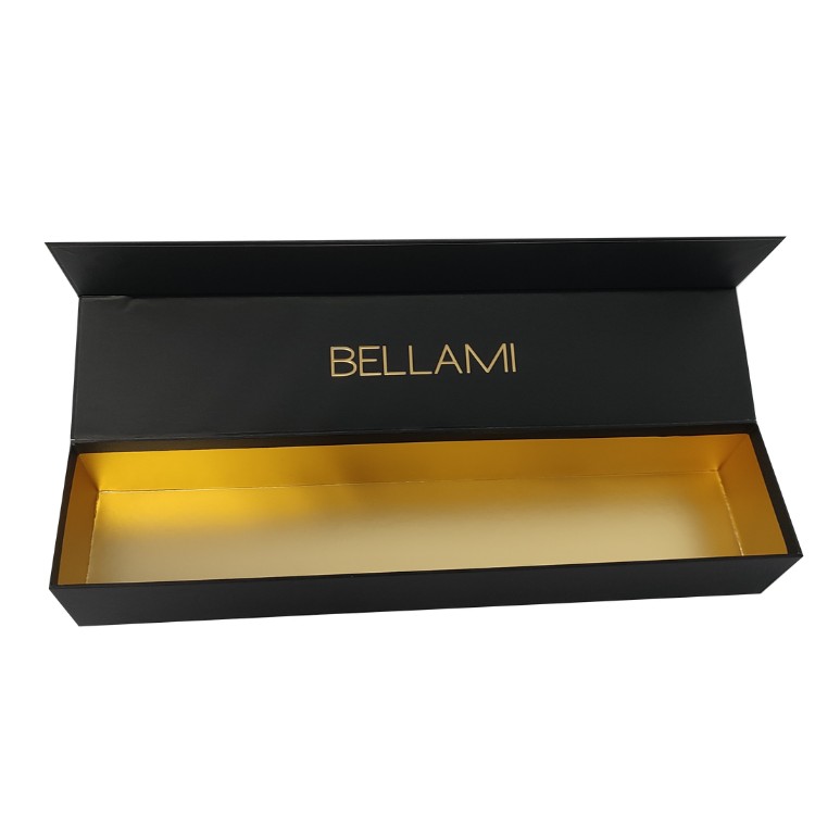Wholesale Premium Matt Luxury Cardboard Packaging Box for Wig Hair Extensions Custom Logo Black Rectangle with Printed Pattern
