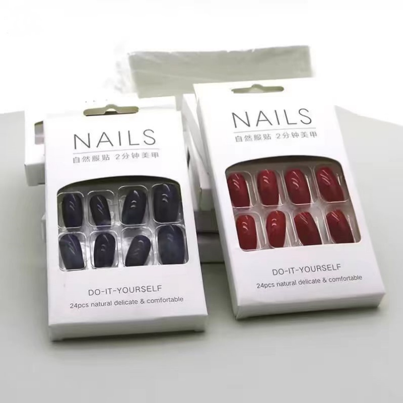 Custom Logo Empty Nails Paper Box Printed E-commerce Clear Window Paper Luxury Press on Nail Packaging Box