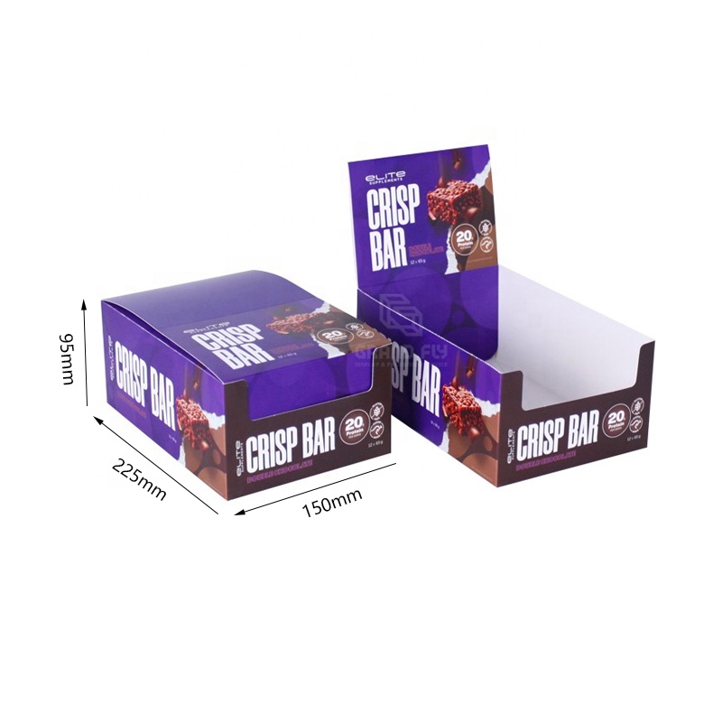 Custom Cardboard PDQ Display Box for Chocolate &amp; Candy Shelf Ready Tear Away Display Retail Packaging Box for Power Bars