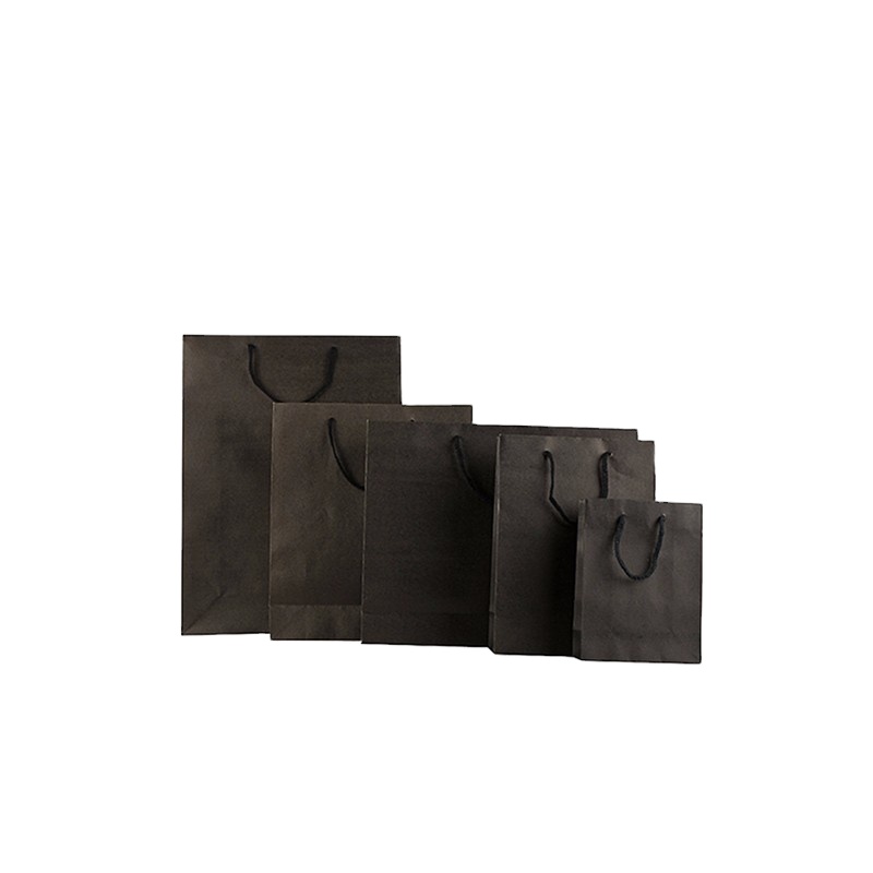 Custom Printed Luxury Clothing Packaging Eco-Friendly Kraft and Black Paper Gift Carrier Bag for Shopping
