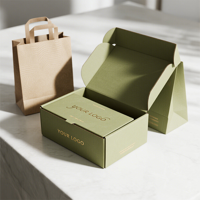 Nova Factory Customized Size Logo Wholesale Printed Green Small Mailing Shipping Paper Cardboard Corrugated Packaging Boxes